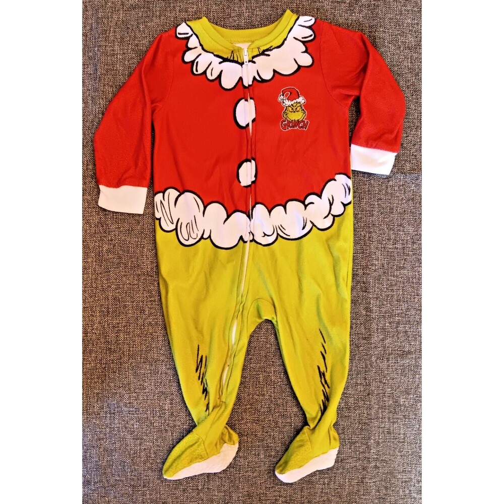 pajamas 12 Months Dr Suess Grinch Stole Christmas sleeper Holiday Footed